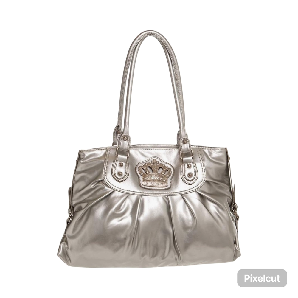 NWOT Metallic Silver Crown Shoulder Bag